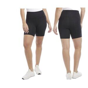 DANSKIN Womens New Active High Waist Pockets Black Stretch Workout Bike Shorts